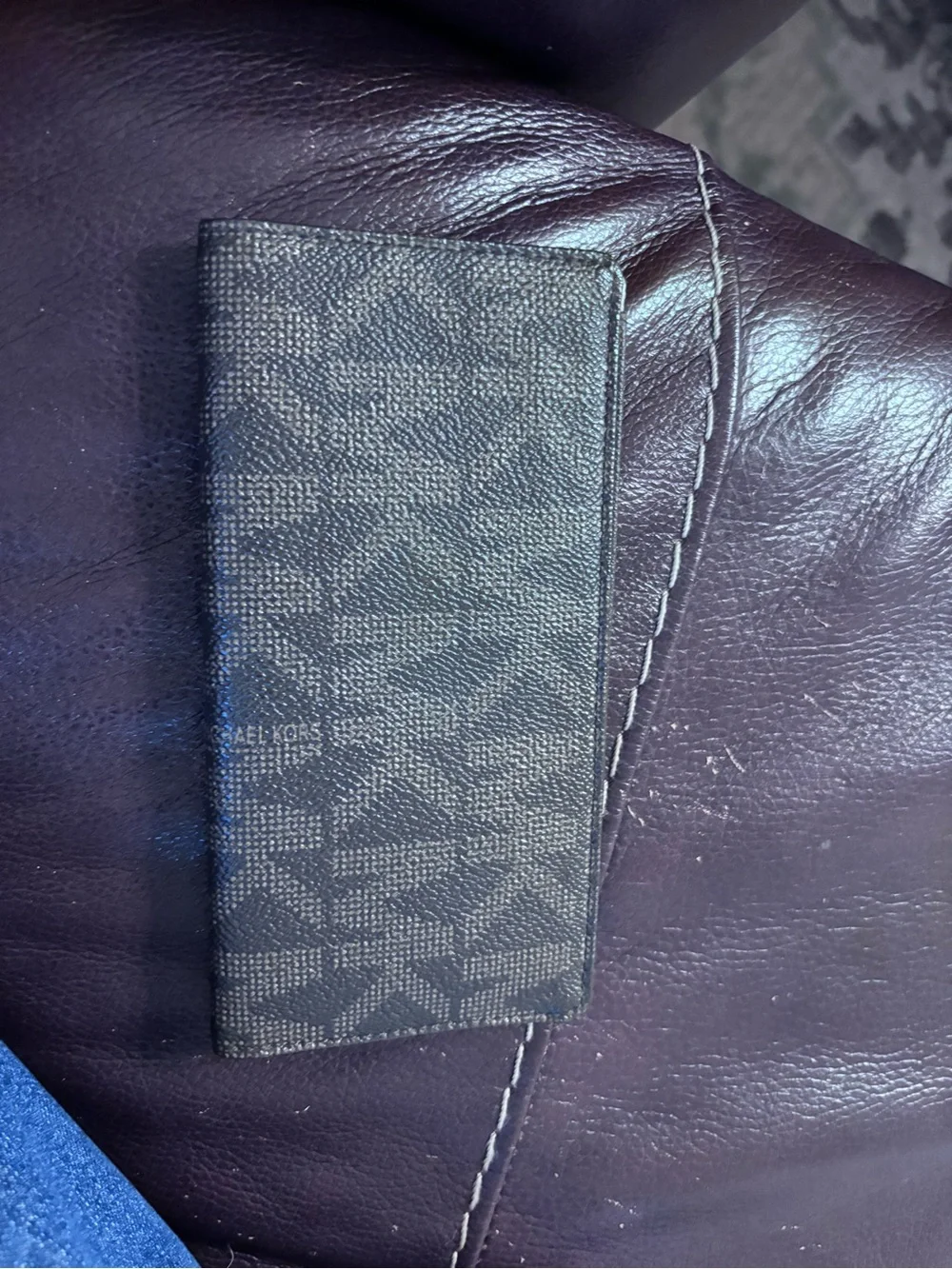 Michael Kors Dark Brown Monogram Phone Card Holder with ID Window